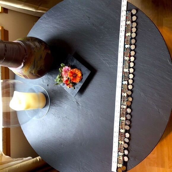 Handcrafted Vintage Coin 50’s glass bead metal hand made Artisan shell belt 32” - Picture 4 of 6